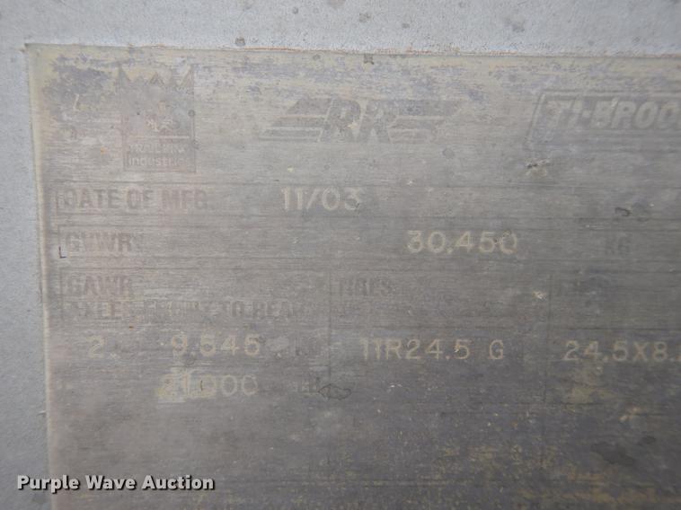 image for item J5505 2004 Trail King TKBD22-402 bottom dump trailer