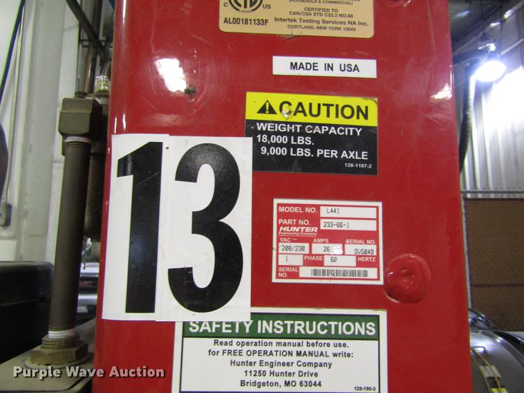 image for item DB1240 Hunter L441 alignment lift