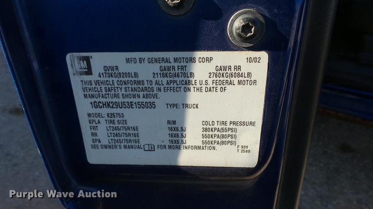 image for item DC0583 2003 Chevrolet Silverado 2500HD Ext. Cab pickup truck