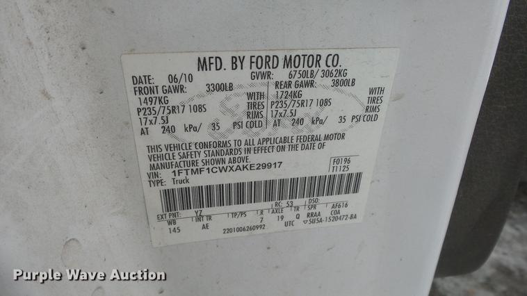image for item DC0652 2010 Ford F150 XL pickup truck