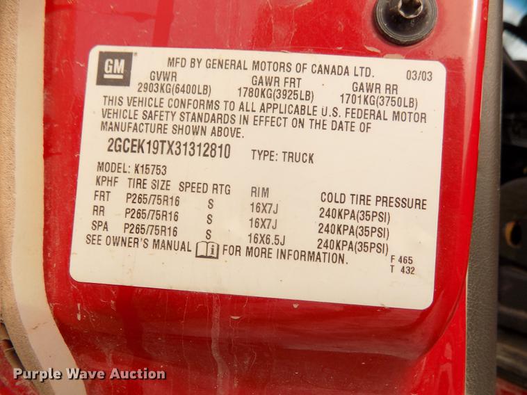 image for item DD2902 2003 Chevrolet Silverado 1500 Ext. Cab pickup truck