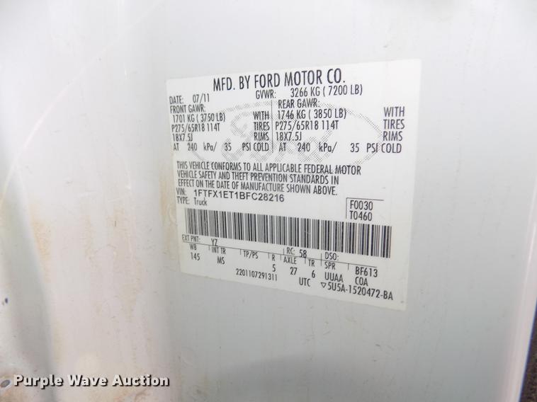 image for item DD2903 2011 Ford F150 XLT SuperCab pickup truck