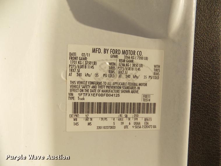 image for item DD2905 2011 Ford F150 XLT SuperCab pickup truck