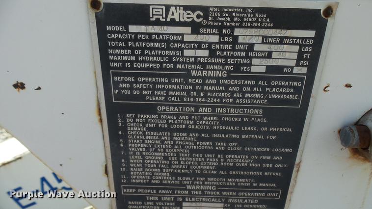 image for item DP9592 Altec TA40 articulating boom lift