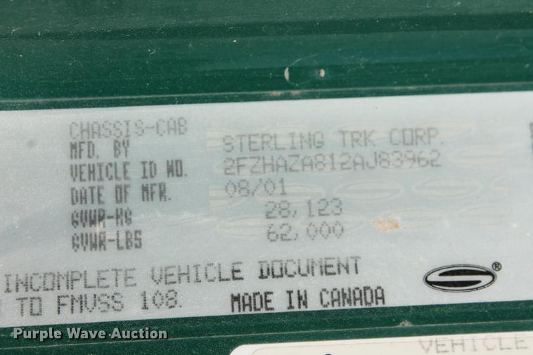 image for item DB5116 2002 Sterling L9500 ready mix truck