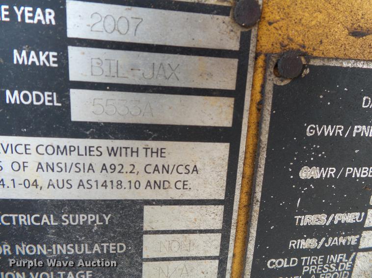 image for item DB7211 2007 Bil-jax 5533A boom lift