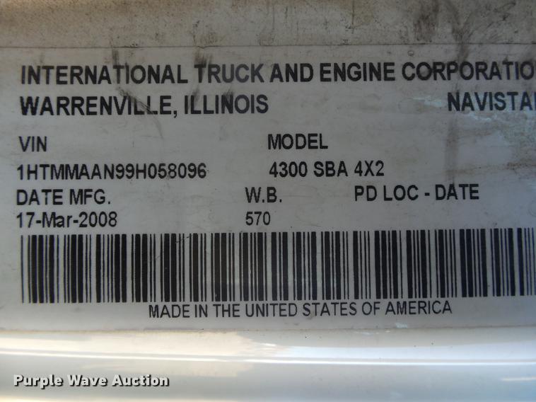 image for item DB7287 2009 International DuraStar 4300 truck cab and chassis