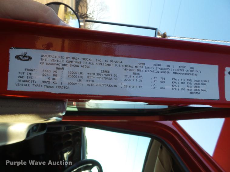 image for item DD1241 2005 Mack CXN dump truck