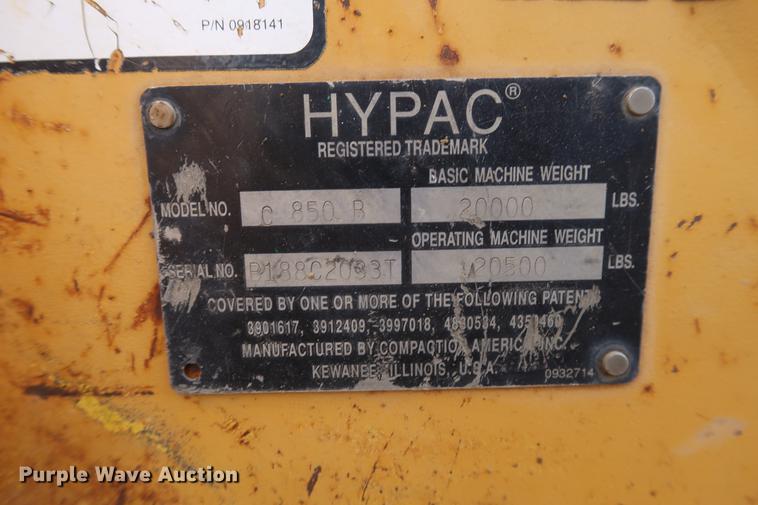 image for item DF3521 1996 Hypac C850B single drum vibratory roller