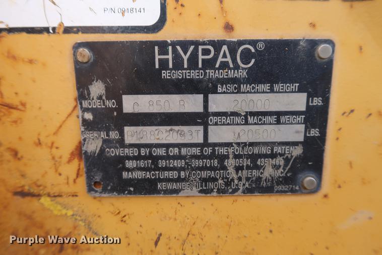 image for item DF3521 1996 Hypac C850B single drum vibratory roller