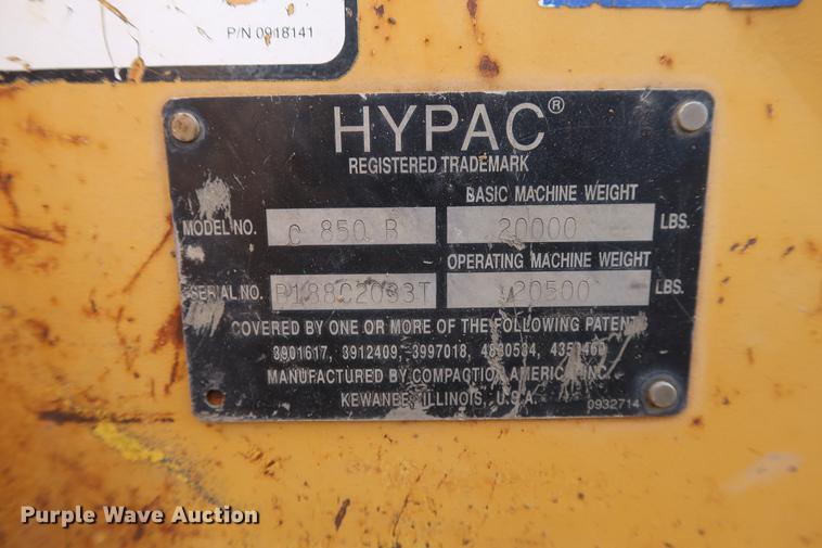 image for item DF3521 1996 Hypac C850B single drum vibratory roller