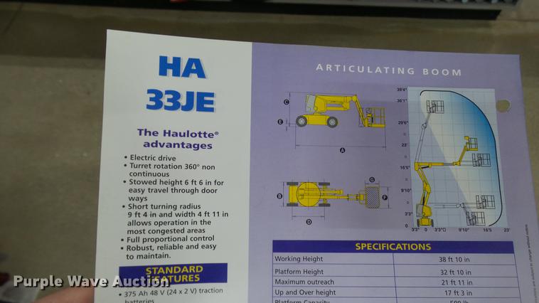 image for item DP9588 2005 Haulotte HA33JE boom lift