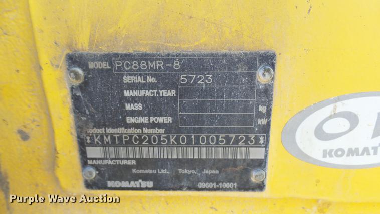 image for item DP9589 2011 Komatsu PC88MR-8 mini excavator