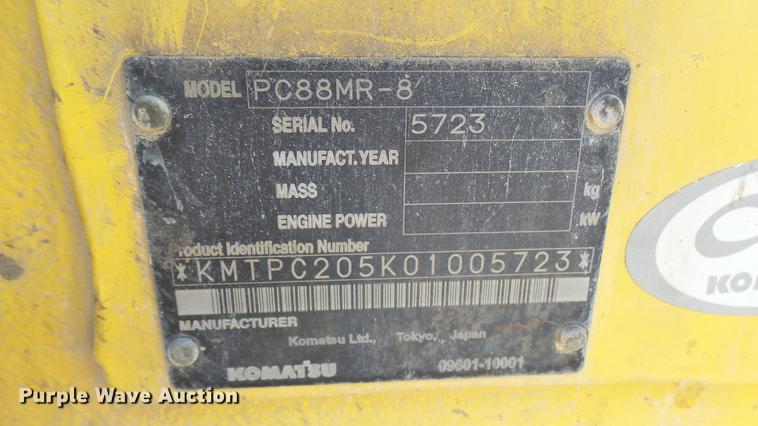 image for item DP9589 2011 Komatsu PC88MR-8 mini excavator