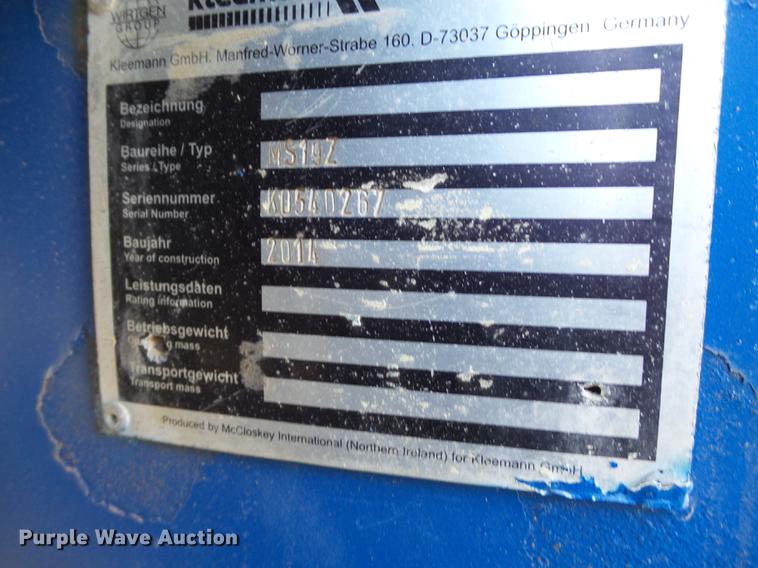 image for item EI9534 2014 Kleemann MS19Z Mobilscreen screening plant