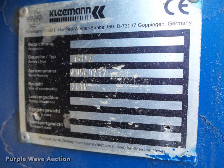 image for item EI9534 2014 Kleemann MS19Z Mobilscreen screening plant