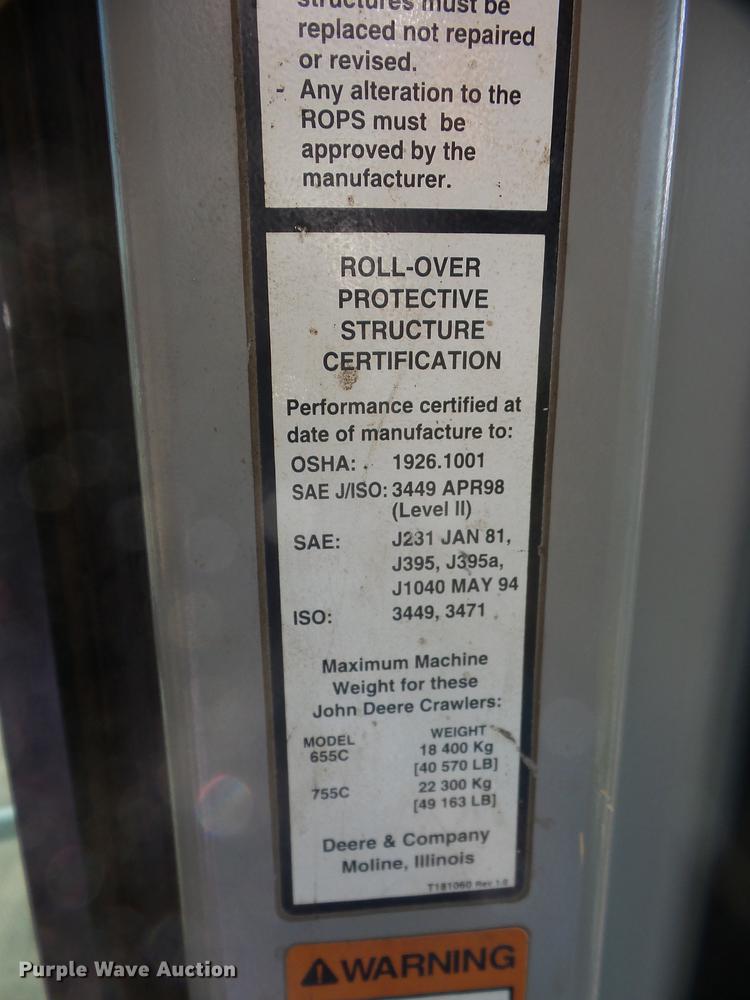 image for item J8538 2002 John Deere 755C track loader