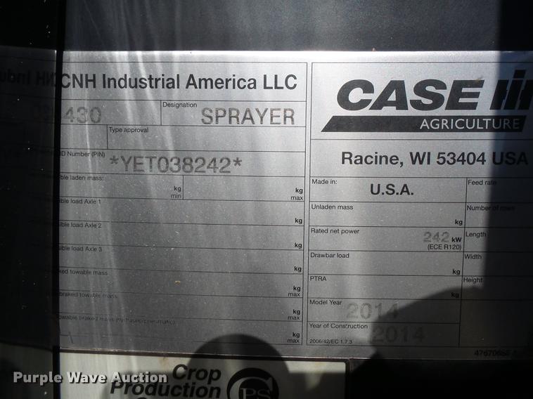 image for item DB7232 2014 Case IH Patriot 4430 self-propelled sprayer