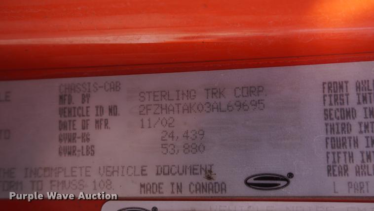 image for item DB0393 2003 Sterling LT7500 dump truck