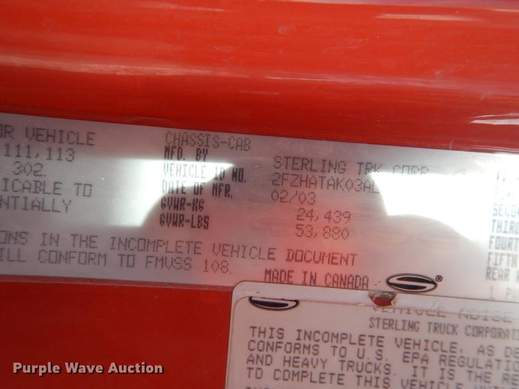 image for item DB0395 2003 Sterling LT7500 dump truck