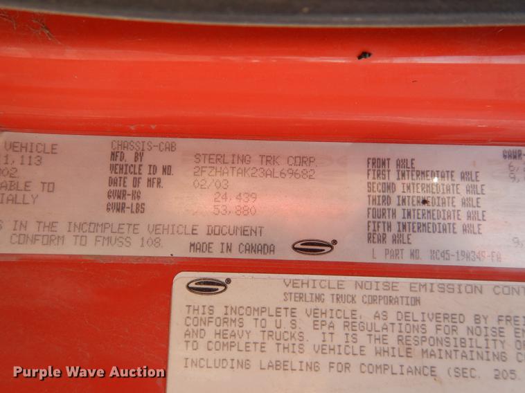 image for item DB0396 2003 Sterling LT7500 dump truck