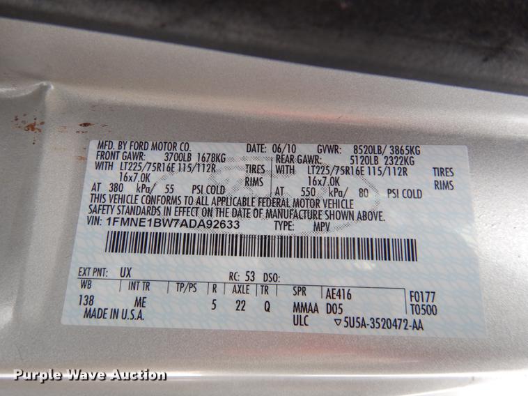image for item DB0398 2010 Ford E150 van