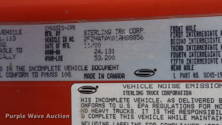 image for item DB0403 2001 Sterling LT7500 dump truck