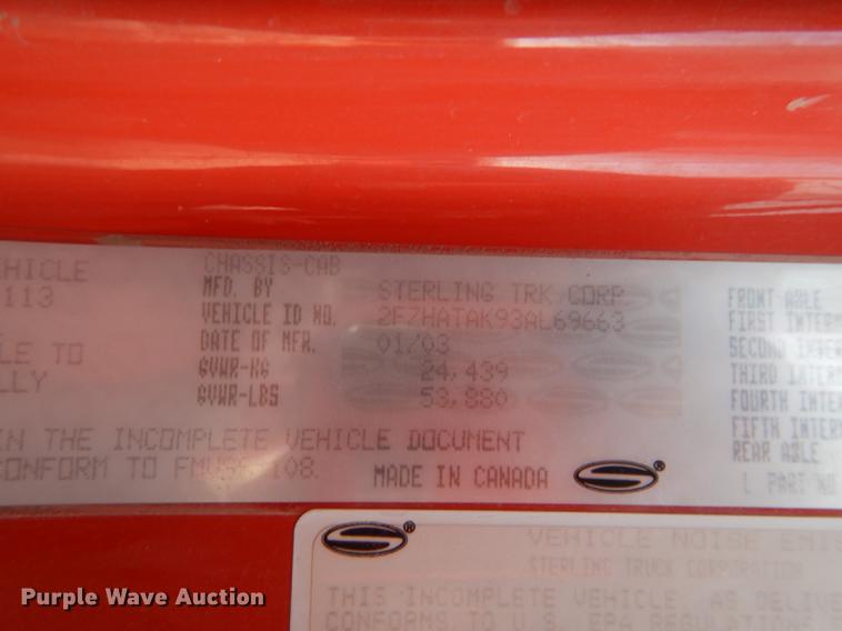 image for item DB0406 2003 Sterling LT7500 dump truck