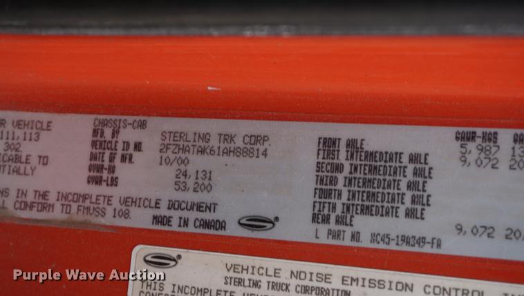 image for item DB0408 2001 Sterling LT7500 dump truck