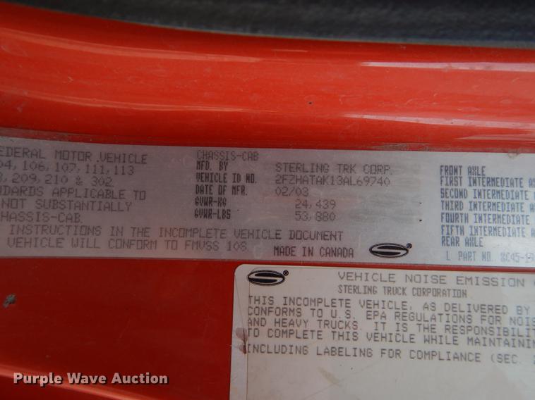 image for item DB0410 2003 Sterling LT7500 dump truck