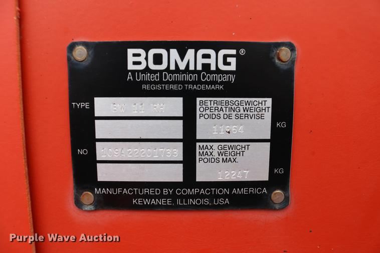 image for item DB6584 2000 Bomag BW11RH pneumatic roller