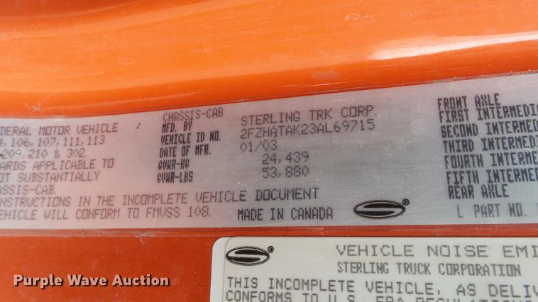 image for item DC0592 2003 Sterling LT7501 dump truck