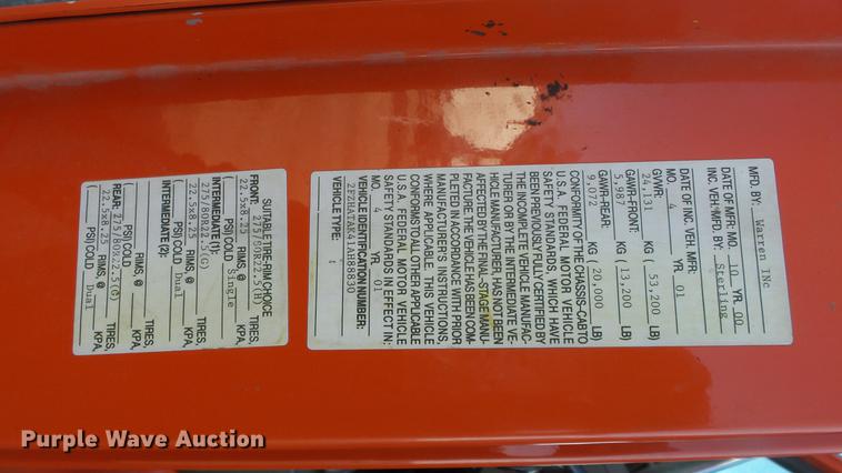 image for item DC0595 2001 Sterling LT7501 dump truck