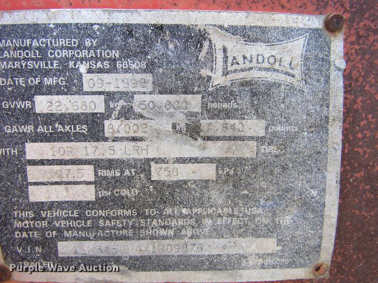 image for item DC8268 1999 Landoll 345B tilt deck equipment trailer