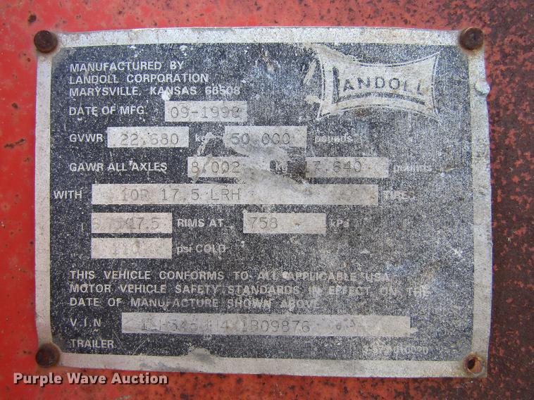 image for item DC8268 1999 Landoll 345B tilt deck equipment trailer