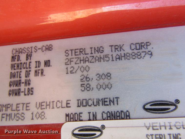 image for item DC8270 2001 Sterling LT9511 dump truck