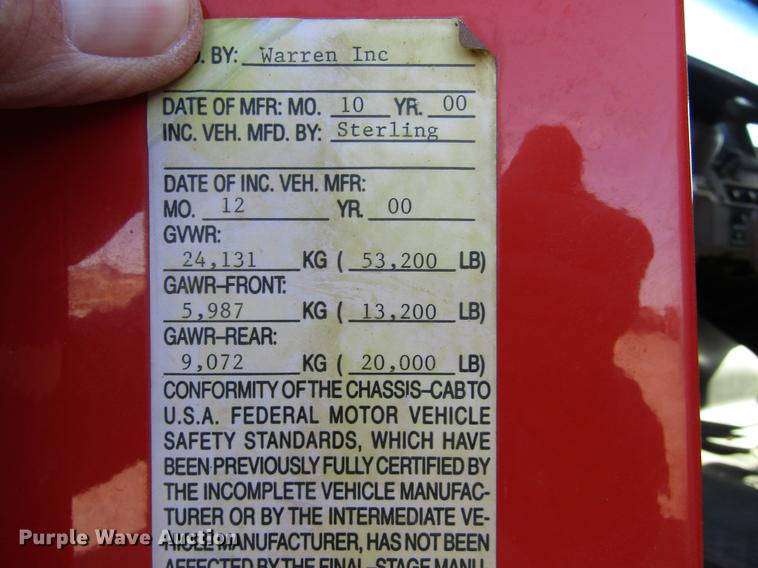 image for item DC8271 2001 Sterling LT7501 dump truck