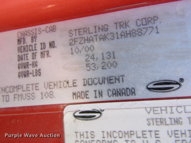 image for item DC8271 2001 Sterling LT7501 dump truck