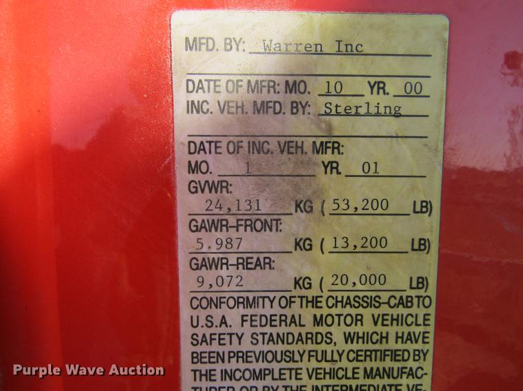 image for item DC8272 2001 Sterling LT7501 dump truck