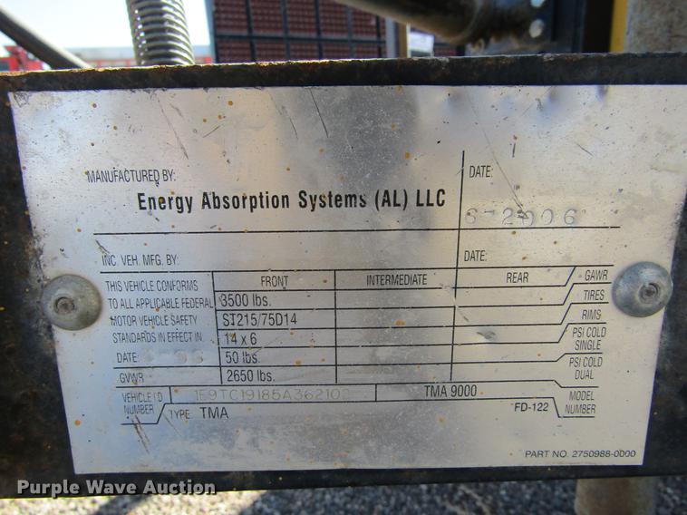 image for item DC8278 2006 Enabs Safe-Stop TMA9000 crash attenuator with arrow board