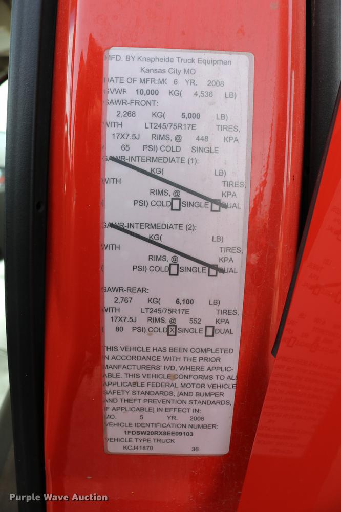 image for item DD8669 2008 Ford F250 Super Duty utility bed pickup truck