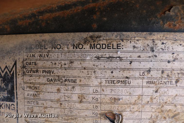 image for item DB6580 1993 Trail King TK100HDG-493 lowboy equipment trailer