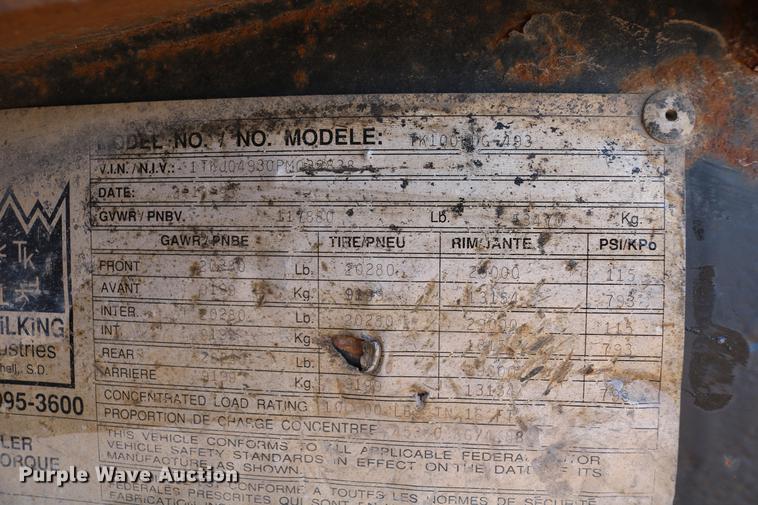 image for item DB6580 1993 Trail King TK100HDG-493 lowboy equipment trailer