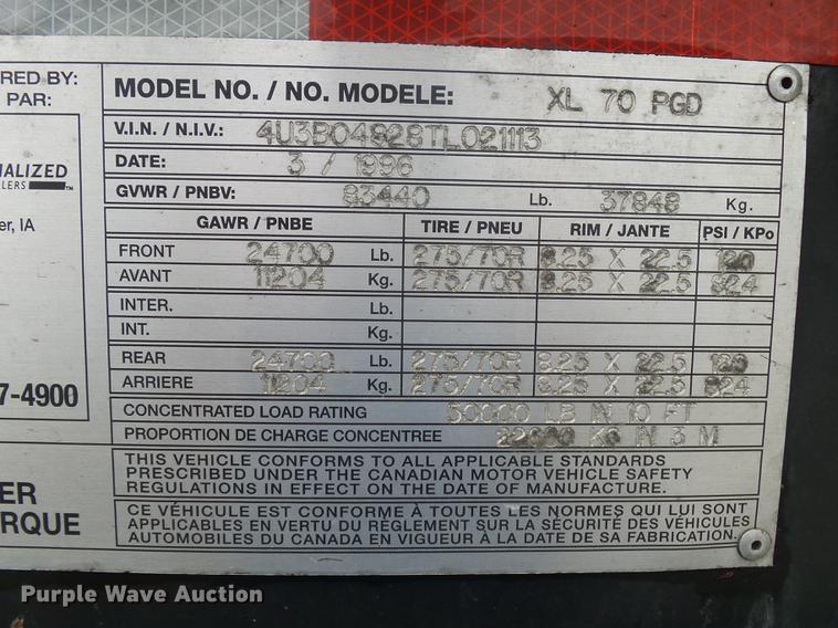 image for item DB7277 1996 Specialized XL 70PGD double drop deck trailer