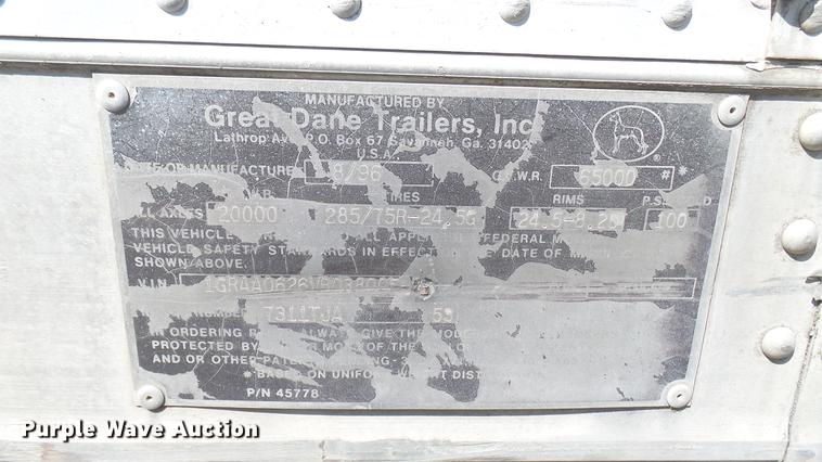 image for item DC1792 1997 Great Dane 7311TJA dry van trailer