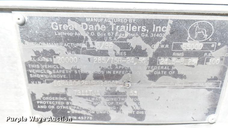 image for item DC1792 1997 Great Dane 7311TJA dry van trailer