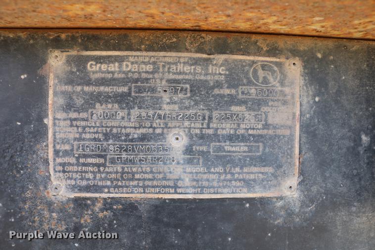 image for item DC3549 1997 Great Dane GPMWSHR248 flatbed trailer
