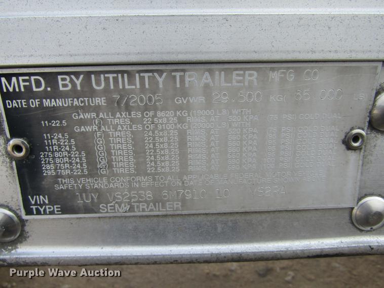 image for item DE6592 2006 Utility Trailers refrigerated van trailer