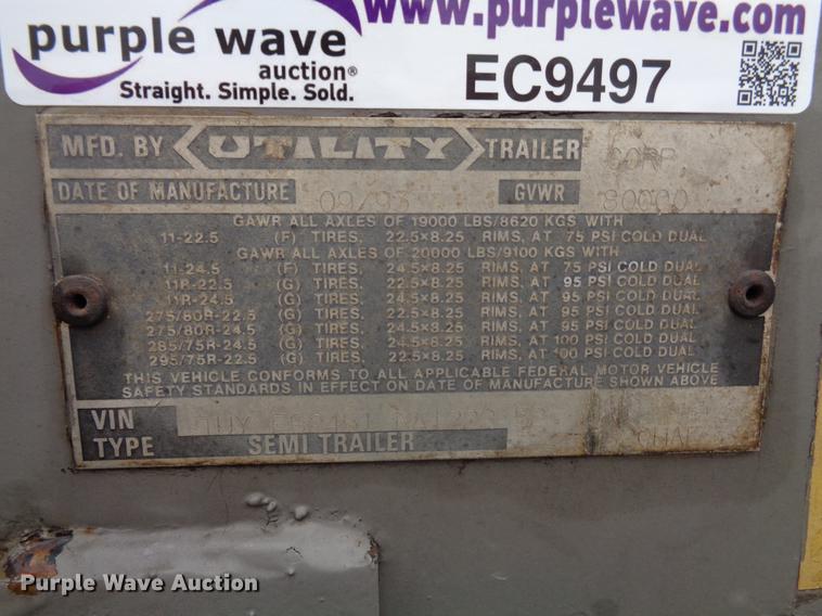 image for item EC9497 1994 Utility flatbed trailer