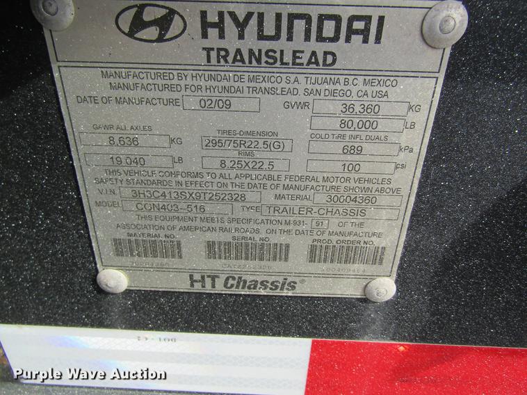 image for item DB5932 2009 Hyundai CGN403-516 trailer chassis